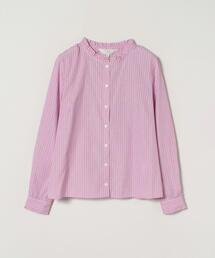 To b. by agnes b.（トゥービーバイアニエスベー）の「WP25 CHEMISE ストライプフリルブラウス（シャツ/ブラウス）」