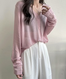 LUGG NAGG | 薄手ニット シアーカーディガン Vネック ボタン留め 羽織り Vネックシアーカーディガン(カーディガン/ボレロ)