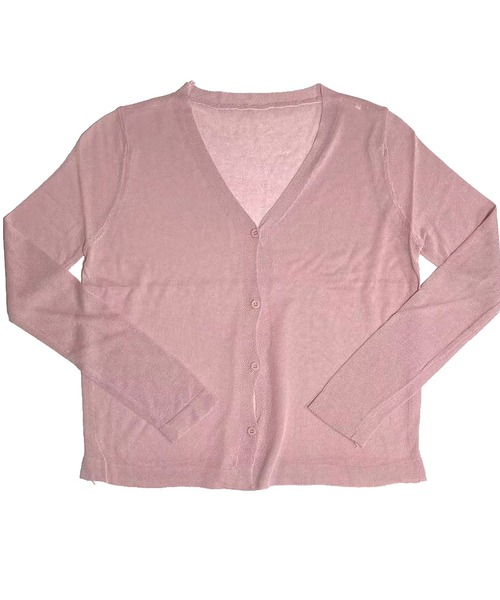 LUGG NAGG（ラグナグ）の「薄手ニット シアーカーディガン Vネック ボタン留め 羽織り Vネックシアーカーディガン（カーディガン/ボレロ・レディース・グレー/マスタード/パープル/ホワイト/ピンク/モスグリーン/ブラック/ブルー/バイオレット/オレンジ・ONE SIZE）」の22枚目の写真