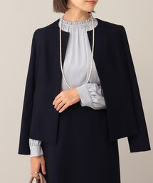 UNTITLED | トリアセストレッチ ノーカラージャケット【洗える・抗菌防臭】(ノーカラージャケット)