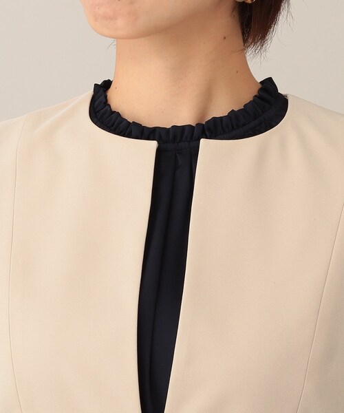 UNTITLED（アンタイトル）の「◆トリアセストレッチ ノーカラージャケット【洗える・抗菌防臭】（ノーカラージャケット・レディース・ブラック/ベージュ/ダークネイビー/ネイビー系9・02/01/03/00/04/42/44/48）」の9枚目の写真