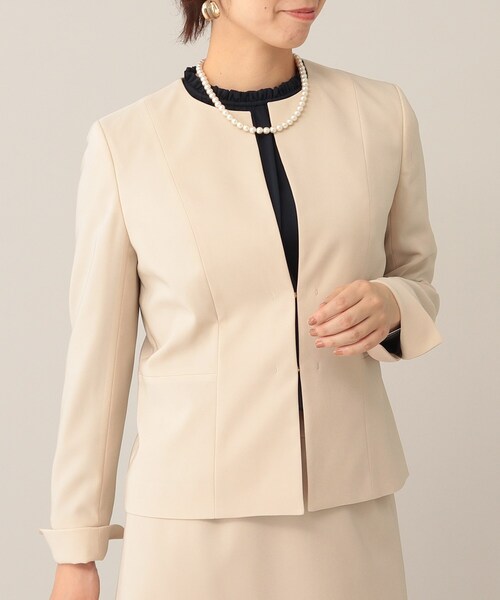 UNTITLED（アンタイトル）の「◆トリアセストレッチ ノーカラージャケット【洗える・抗菌防臭】（ノーカラージャケット・レディース・ブラック/ベージュ/ダークネイビー/ネイビー系9・02/01/03/00/04/42/44/48）」の13枚目の写真