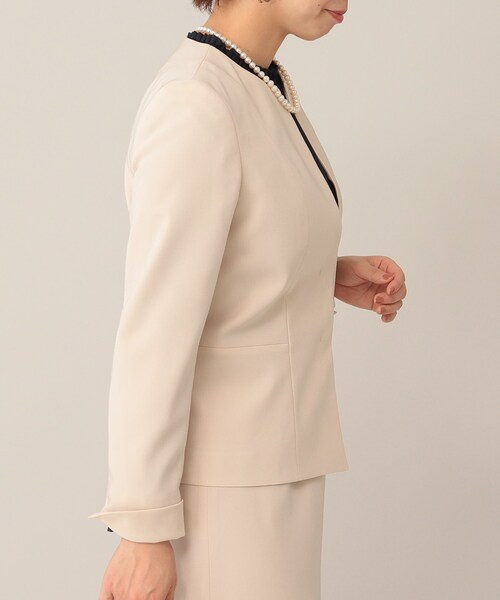 UNTITLED（アンタイトル）の「◆トリアセストレッチ ノーカラージャケット【洗える・抗菌防臭】（ノーカラージャケット・レディース・ブラック/ベージュ/ダークネイビー/ネイビー系9・02/01/03/00/04/42/44/48）」の15枚目の写真