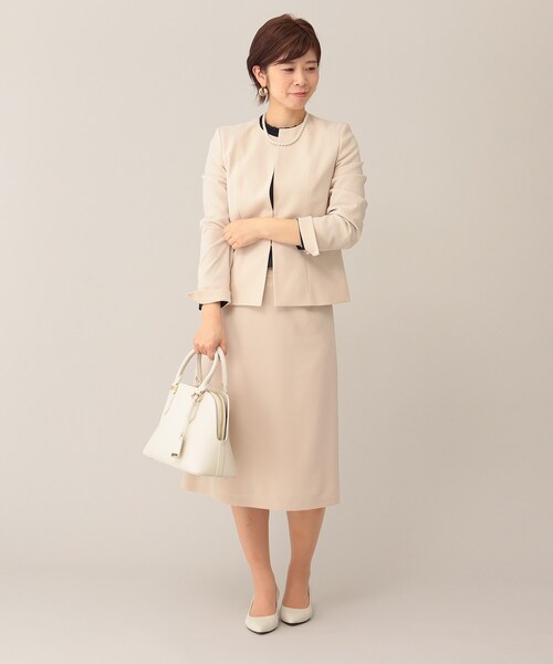 UNTITLED（アンタイトル）の「◆トリアセストレッチ ノーカラージャケット【洗える・抗菌防臭】（ノーカラージャケット・レディース・ブラック/ベージュ/ダークネイビー/ネイビー系9・02/01/03/00/04/42/44/48）」の16枚目の写真