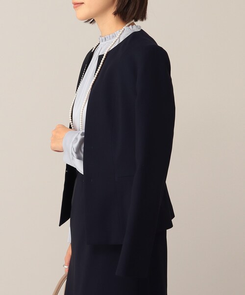 UNTITLED（アンタイトル）の「◆トリアセストレッチ ノーカラージャケット【洗える・抗菌防臭】（ノーカラージャケット・レディース・ブラック/ベージュ/ダークネイビー/ネイビー系9・02/01/03/00/04/42/44/48）」の18枚目の写真