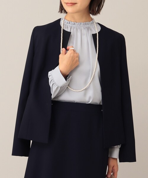 UNTITLED（アンタイトル）の「◆トリアセストレッチ ノーカラージャケット【洗える・抗菌防臭】（ノーカラージャケット・レディース・ブラック/ベージュ/ダークネイビー/ネイビー系9・02/01/03/00/04/42/44/48）」の20枚目の写真