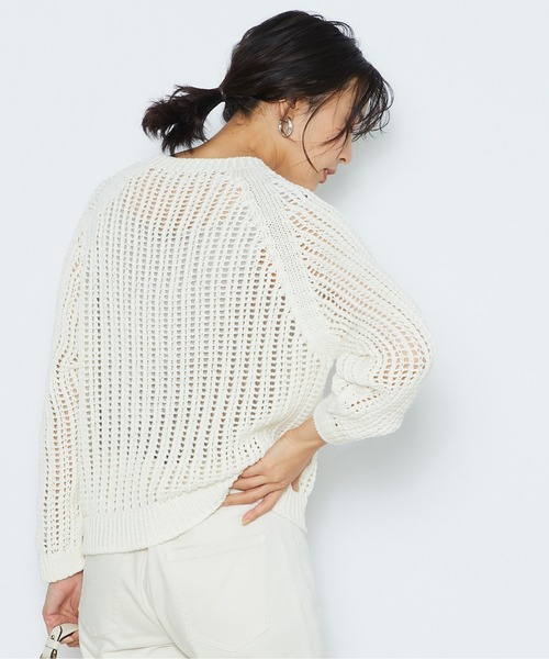 RIVE DROITE（リヴドロワ）の「メッシュクルーネックニット（ニット/セーター・レディース・オフホワイト/レモンイエロー・FREE）」の2枚目の写真
