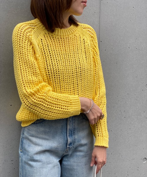 RIVE DROITE（リヴドロワ）の「メッシュクルーネックニット（ニット/セーター・レディース・オフホワイト/レモンイエロー・FREE）」の7枚目の写真