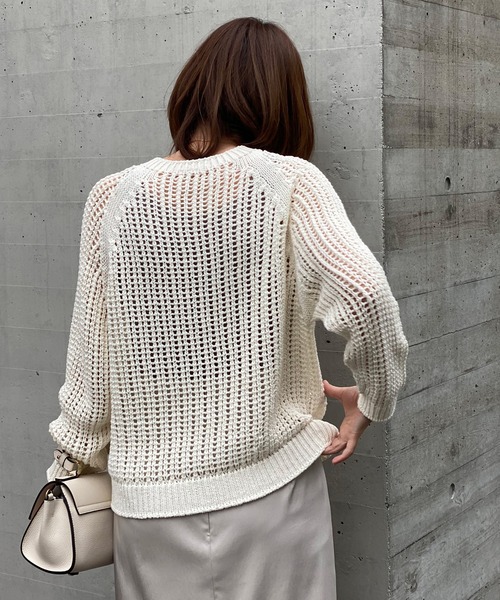 RIVE DROITE（リヴドロワ）の「メッシュクルーネックニット（ニット/セーター・レディース・オフホワイト/レモンイエロー・FREE）」の6枚目の写真