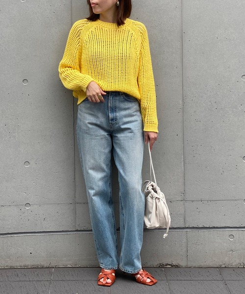 RIVE DROITE（リヴドロワ）の「メッシュクルーネックニット（ニット/セーター・レディース・オフホワイト/レモンイエロー・FREE）」の9枚目の写真