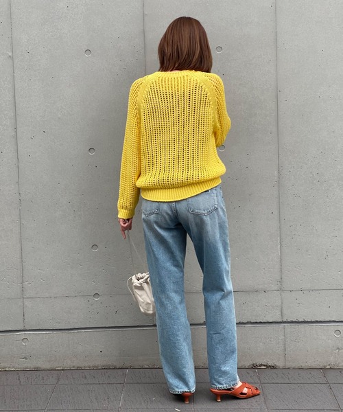 RIVE DROITE（リヴドロワ）の「メッシュクルーネックニット（ニット/セーター・レディース・オフホワイト/レモンイエロー・FREE）」の10枚目の写真