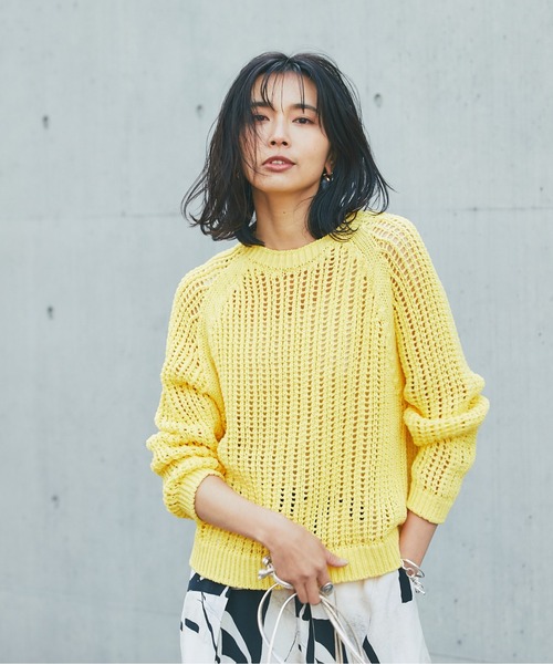RIVE DROITE（リヴドロワ）の「メッシュクルーネックニット（ニット/セーター・レディース・オフホワイト/レモンイエロー・FREE）」の19枚目の写真