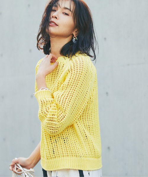 RIVE DROITE（リヴドロワ）の「メッシュクルーネックニット（ニット/セーター・レディース・オフホワイト/レモンイエロー・FREE）」の22枚目の写真