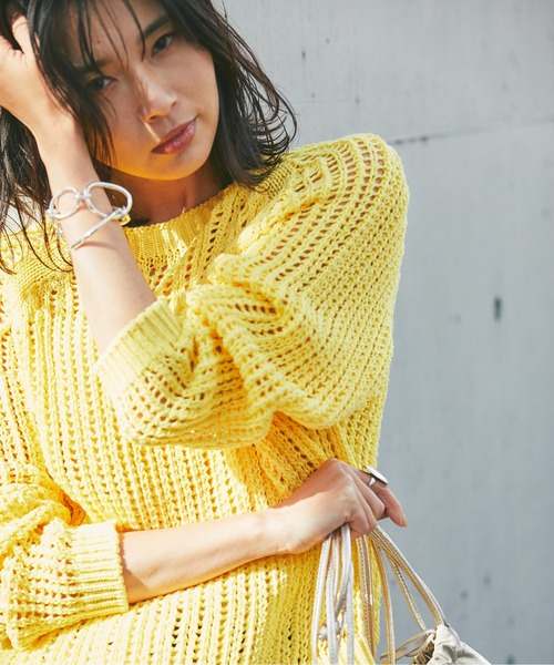 RIVE DROITE（リヴドロワ）の「メッシュクルーネックニット（ニット/セーター・レディース・オフホワイト/レモンイエロー・FREE）」の18枚目の写真