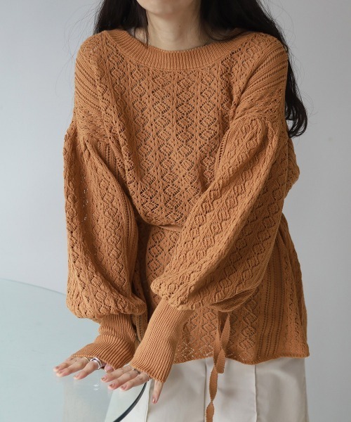 Bab（バブ）の「2way透かし編みニットカーディガン（カーディガン/ボレロ・レディース・ベージュ/オレンジ/アイボリー・FREE）」の17枚目の写真