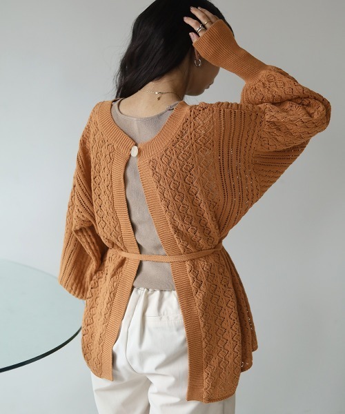 Bab（バブ）の「2way透かし編みニットカーディガン（カーディガン/ボレロ・レディース・ベージュ/オレンジ/アイボリー・FREE）」の19枚目の写真
