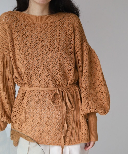 Bab（バブ）の「2way透かし編みニットカーディガン（カーディガン/ボレロ・レディース・ベージュ/オレンジ/アイボリー・FREE）」の20枚目の写真