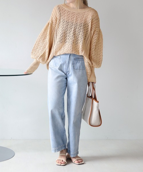 Bab（バブ）の「2way透かし編みニットカーディガン（カーディガン/ボレロ・レディース・ベージュ/オレンジ/アイボリー・FREE）」の10枚目の写真