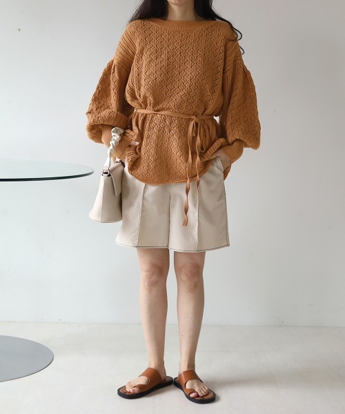 Bab（バブ）の「2way透かし編みニットカーディガン（カーディガン/ボレロ・レディース・ベージュ/オレンジ/アイボリー・FREE）」の16枚目の写真