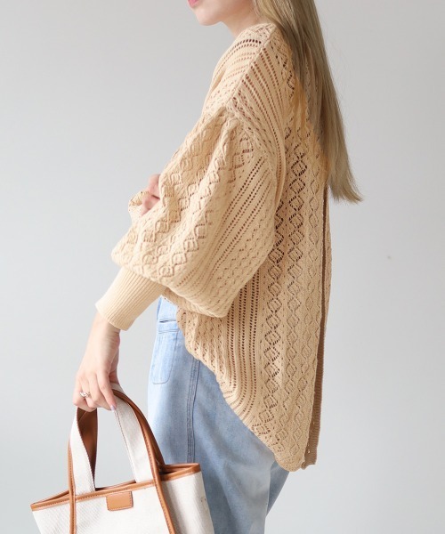 Bab（バブ）の「2way透かし編みニットカーディガン（カーディガン/ボレロ・レディース・ベージュ/オレンジ/アイボリー・FREE）」の15枚目の写真
