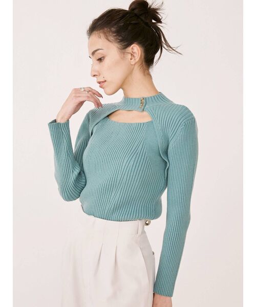 EVRIS（エヴリス）の「フロントオープンボトルネックニットトップス（ニット/セーター・レディース・オレンジ/ブルー/ブラック・FREE）」の12枚目の写真