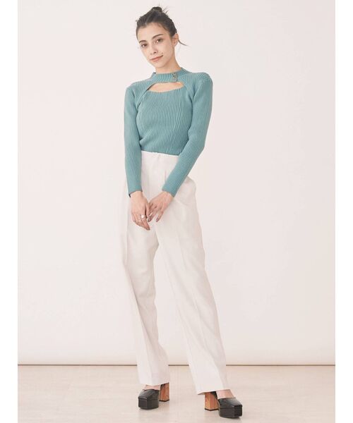 EVRIS（エヴリス）の「フロントオープンボトルネックニットトップス（ニット/セーター・レディース・オレンジ/ブルー/ブラック・FREE）」の13枚目の写真