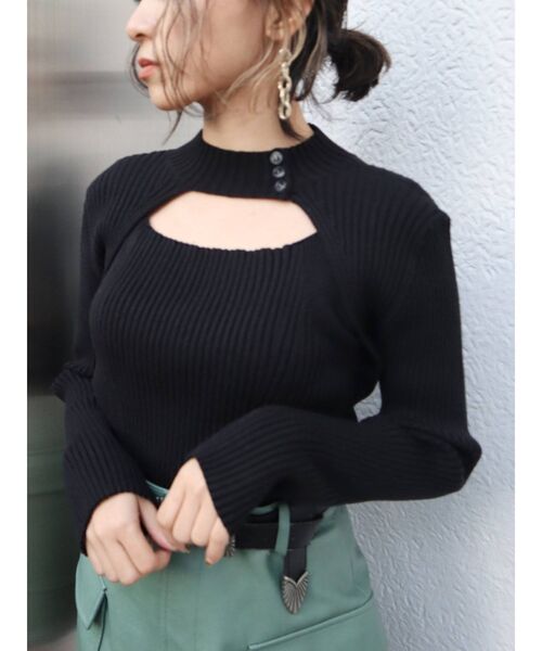 EVRIS（エヴリス）の「フロントオープンボトルネックニットトップス（ニット/セーター・レディース・オレンジ/ブルー/ブラック・FREE）」の20枚目の写真