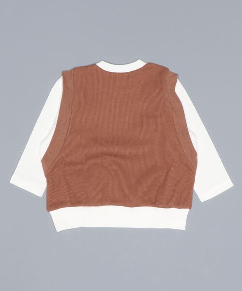 Moujonjon(ムージョンジョン)の「ワッフルベスト付Tシャツ(Tシャツ/カットソー・キッズ・ブラウン/ブルー・100/120/90/110/130/140)」の3枚目の写真