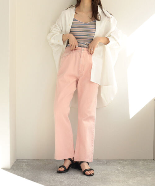 fredy repit（フレディレピ）の「セミフレア デニムパンツ（セットアップ可能）（デニムパンツ・レディース・ネイビー/ピンク/ライトグレー・38/36）」の14枚目の写真