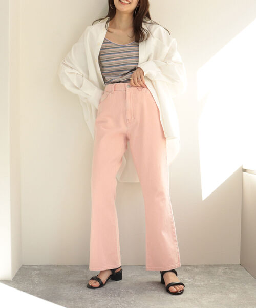 fredy repit（フレディレピ）の「セミフレア デニムパンツ（セットアップ可能）（デニムパンツ・レディース・ネイビー/ピンク/ライトグレー・38/36）」の18枚目の写真