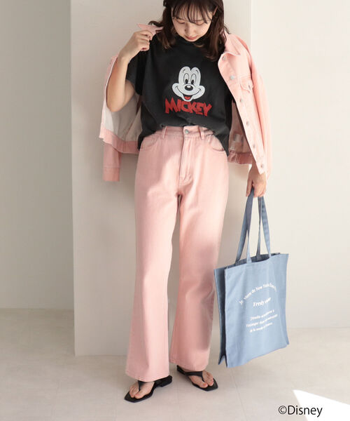 fredy repit（フレディレピ）の「セミフレア デニムパンツ（セットアップ可能）（デニムパンツ・レディース・ネイビー/ピンク/ライトグレー・38/36）」の4枚目の写真