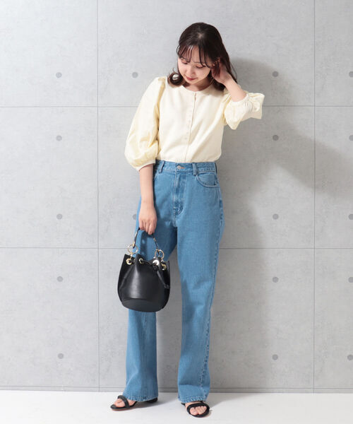 fredy repit（フレディレピ）の「セミフレア デニムパンツ（セットアップ可能）（デニムパンツ・レディース・ネイビー/ピンク/ライトグレー・38/36）」の19枚目の写真