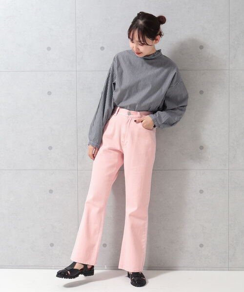 fredy repit（フレディレピ）の「セミフレア デニムパンツ（セットアップ可能）（デニムパンツ・レディース・ネイビー/ピンク/ライトグレー・38/36）」の10枚目の写真