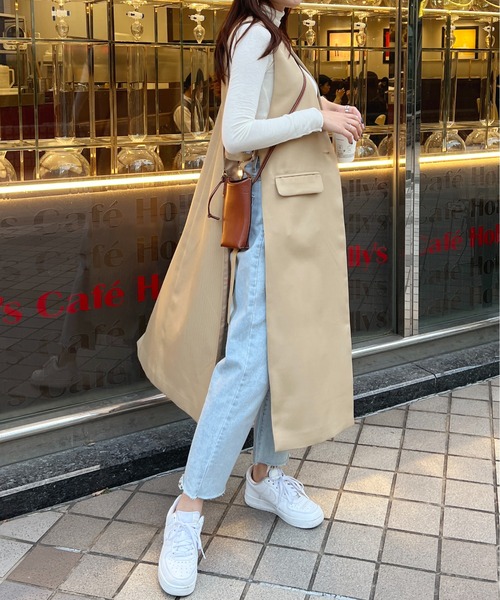 StyleSea(スタイルシー)の「ロングトレンチジレ(ベスト・レディース・ブラック/ベージュ/アイボリー/ライトカーキ/ベージュ系/ブラック系/ホワイト系・MEDIUM)」の11枚目の写真