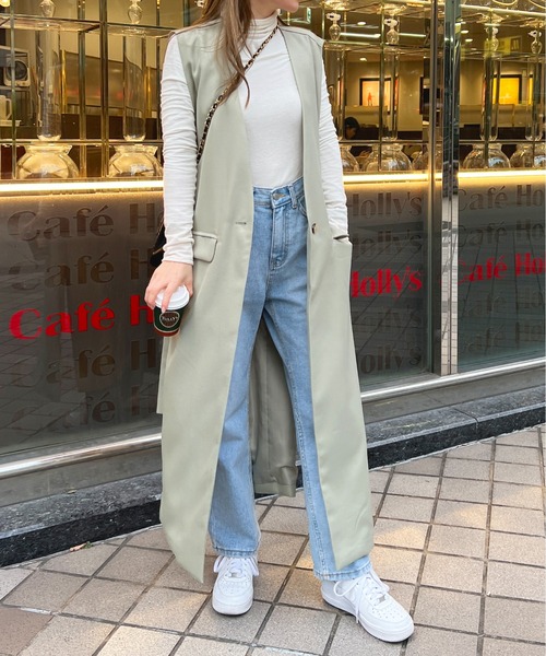 StyleSea(スタイルシー)の「ロングトレンチジレ(ベスト・レディース・ブラック/ベージュ/アイボリー/ライトカーキ/ベージュ系/ブラック系/ホワイト系・MEDIUM)」の10枚目の写真