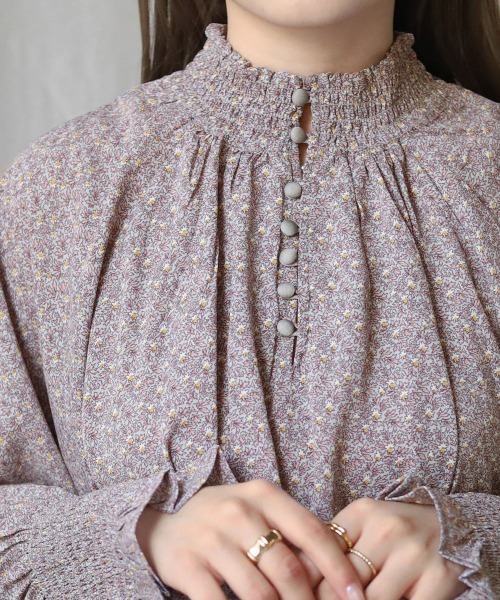 バブ Bab 前後2WAY花柄シャーリングブラウス （BROWN） バブ Bab 前後2WAY花柄シャーリングブラウス （BROWN） -靴
