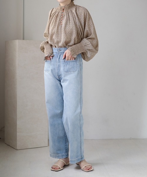 Bab（バブ）の「前後2WAY花柄シャーリングブラウス（シャツ/ブラウス・レディース・ライトブルー/ブラック/ベージュ・M）」の20枚目の写真