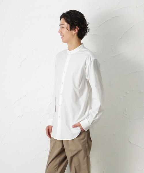 NAVY(ネイビー)の「SOLOTEX(R)使用 ストレッチ バンドカラーシャツ(シャツ/ブラウス・メンズ・ネイビー/ホワイト・M/L/XL/S)」の5枚目の写真