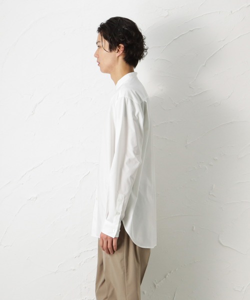 NAVY(ネイビー)の「SOLOTEX(R)使用 ストレッチ バンドカラーシャツ(シャツ/ブラウス・メンズ・ネイビー/ホワイト・M/L/XL/S)」の7枚目の写真