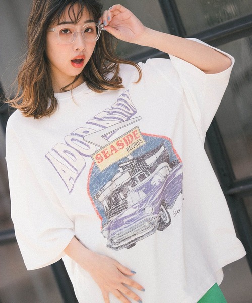 PBLIM（ページボーイリム）の「PAGEBOYLIM/レトロアメリカンルーズT（Tシャツ/カットソー・レディース・チャコールグレー/ライトブルー/オフホワイト・MEDIUM/LARGE）」の19枚目の写真