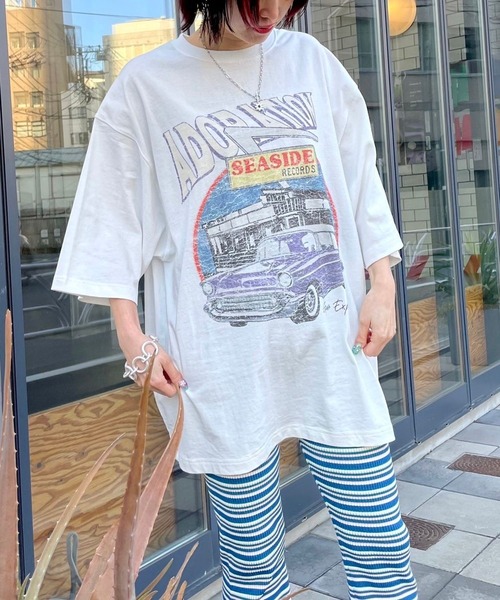 PBLIM（ページボーイリム）の「PAGEBOYLIM/レトロアメリカンルーズT（Tシャツ/カットソー・レディース・チャコールグレー/ライトブルー/オフホワイト・MEDIUM/LARGE）」の14枚目の写真