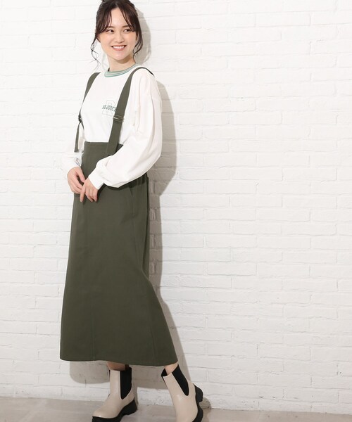 Cutie Blonde（キューティーブロンド）の「◆【S-M】カツラギ吊りサス付きスカート（スカート・レディース・カーキ/アイボリー/レッド系1・01/02）」の16枚目の写真
