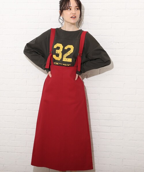 Cutie Blonde（キューティーブロンド）の「◆【S-M】カツラギ吊りサス付きスカート（スカート・レディース・カーキ/アイボリー/レッド系1・01/02）」の22枚目の写真