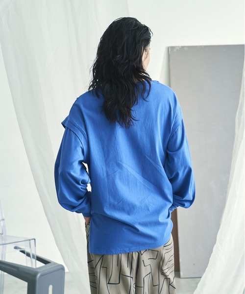 VACANCY(ヴァカンシー)の「2WAYスリーブTシャツ(Tシャツ/カットソー・レディース・オレンジ/ブルー/ホワイト/ブラック・FREE)」の10枚目の写真