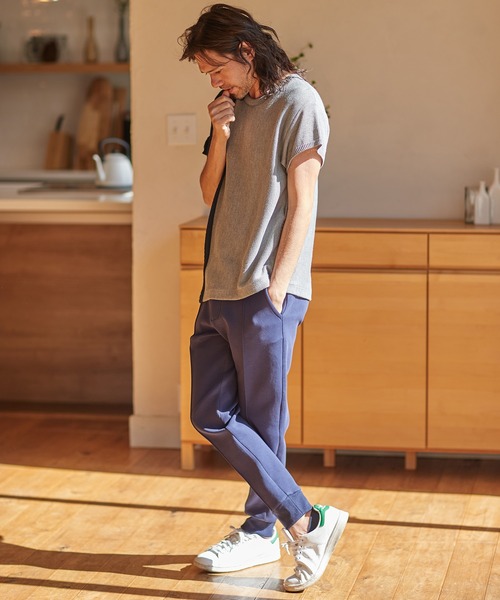 CAMBIO（カンビオ）の「mn2543-編地切替ニットT（ニット/セーター・メンズ・グレー/ホワイト/ブラック/ネイビー・L/S/M）」の8枚目の写真