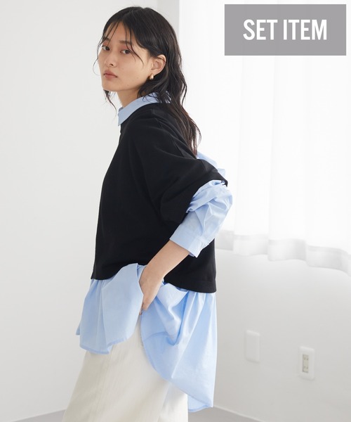 AMERICAN HOLIC（アメリカンホリック）の「SET ティアードブラウス+ニットプルオーバー（シャツ/ブラウス・レディース・オフホワイト/サックスブルー/その他5・M/L）」の3枚目の写真