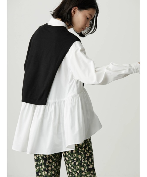 AMERICAN HOLIC（アメリカンホリック）の「SET ティアードブラウス+ニットプルオーバー（シャツ/ブラウス・レディース・オフホワイト/サックスブルー/その他5・M/L）」の5枚目の写真