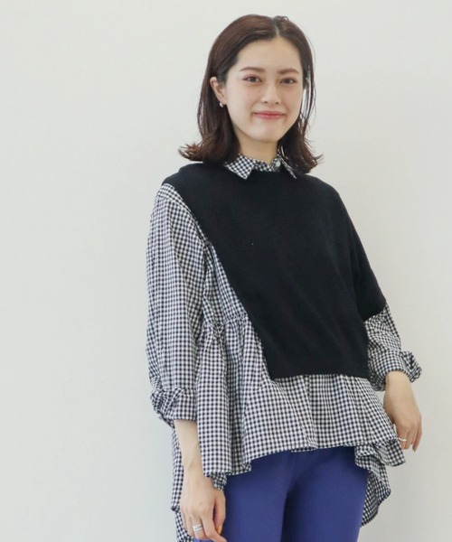 AMERICAN HOLIC（アメリカンホリック）の「SET ティアードブラウス+ニットプルオーバー（シャツ/ブラウス・レディース・オフホワイト/サックスブルー/その他5・M/L）」の18枚目の写真