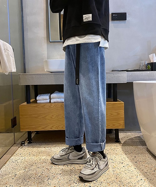 INTERPLAY(インタープレイ)の「【INTERPLAY】ワイドテーパード5Pデニムパンツ(デニムパンツ・メンズ・ネイビー・SMALL/LARGE/MEDIUM)」の4枚目の写真