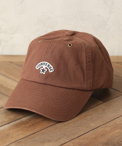 CONVERSE（コンバース）の「【CONVERSE/コンバース】キャンバス ワッペンロゴ ベースボールキャップ（キャップ・メンズ・ブラウン/オリーブ/アイボリー/ブラック/キャメル/グレイッシュブルー・FREE）」の3枚目の写真